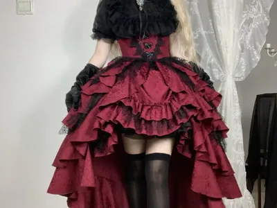 Velvet Lolita dresses in wine and green
